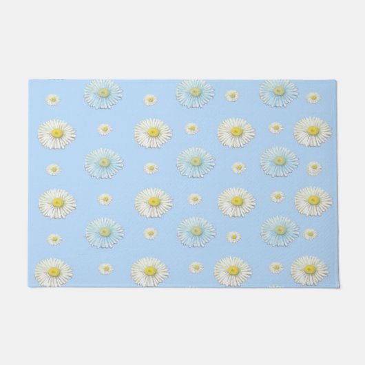 Daisy Pattern op lichtblauwe achtergrond Deurmat (Voorkant)