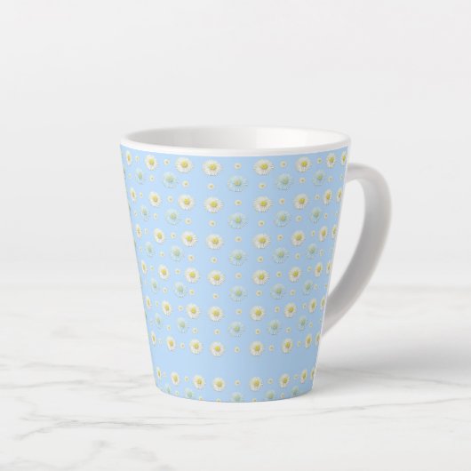 Daisy Pattern op lichtblauwe achtergrond Latte Mok (Rechterhoek)