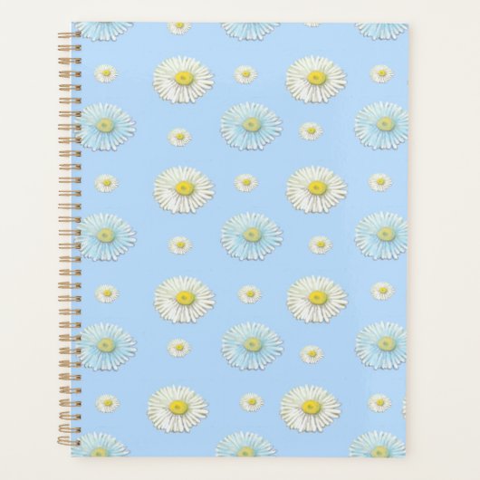Daisy Pattern op lichtblauwe achtergrond Planner (Voorkant)