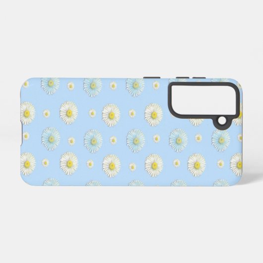 Daisy Pattern op lichtblauwe achtergrond Samsung Galaxy Hoesje (Achterkant horizontaal)