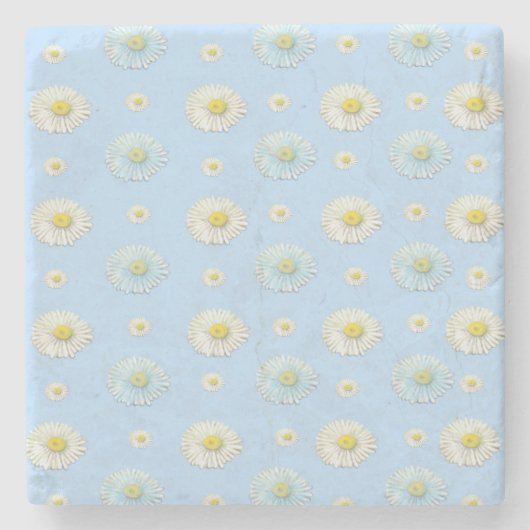Daisy Pattern op lichtblauwe achtergrond Stenen Onderzetter (Voorkant)