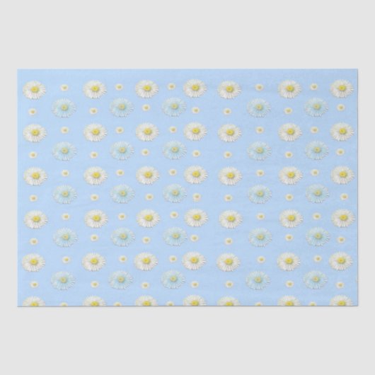 Daisy Pattern op lichtblauwe achtergrond Tissuepapier (Voorkant)