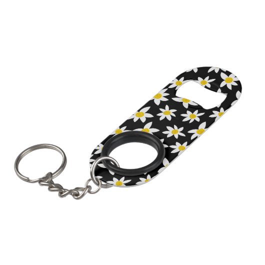 Daisy Pattern Print Mini Flessenopener (Voorkant Gekanteld)