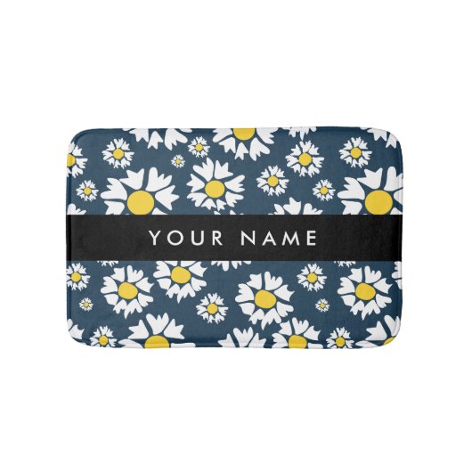 Daisy Pattern, Witte Daisies, Jouw naam Badmat (Voorkant)