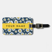 Daisy Pattern, Witte Daisies, Jouw naam Bagagelabel (Voorkant horizontaal)