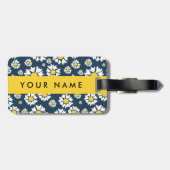Daisy Pattern, Witte Daisies, Jouw naam Bagagelabel (Achterkant horizontaal)