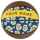 Daisy Pattern, Witte Daisies, Jouw naam Basketbal (Voorkant)