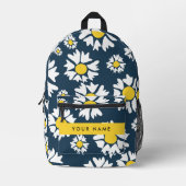 Daisy Pattern, Witte Daisies, Jouw naam Bedrukte Rugzak (Voorkant)