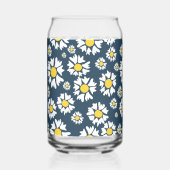 Daisy Pattern, Witte Daisies, Jouw naam Blikvorm Glas (Links)