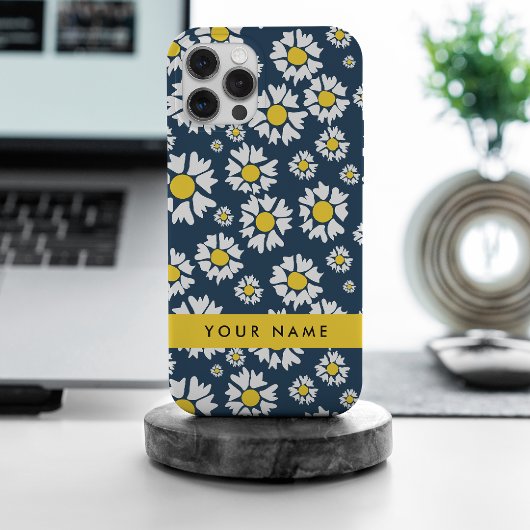 Daisy Pattern, Witte Daisies, Jouw naam Case-Mate iPhone Case