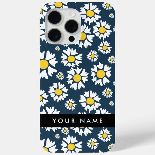 Daisy Pattern, Witte Daisies, Jouw naam Case-Mate iPhone Case (Achterkant)