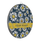Daisy Pattern, Witte Daisies, Jouw naam Dartbord (Voorkant Links)