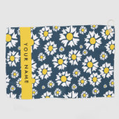 Daisy Pattern, Witte Daisies, Jouw naam Golfhanddoek (Horizontaal)