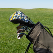 Daisy Pattern, Witte Daisies, Jouw naam Golfheadcover (Insitu)