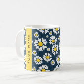 Daisy Pattern, Witte Daisies, Jouw naam Koffiemok (Voorkant links)