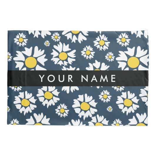 Daisy Pattern, Witte Daisies, Jouw naam Kussensloop (Achterkant)