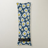 Daisy Pattern, Witte Daisies, Jouw naam Lichaamskussen (Voorkant Verticaal)