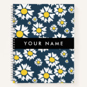 Daisy Pattern, Witte Daisies, Jouw naam Notitieboek (Voorkant)