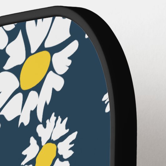 Daisy Pattern, Witte Daisies, Jouw naam Pickleball Paddle (Links Detail)