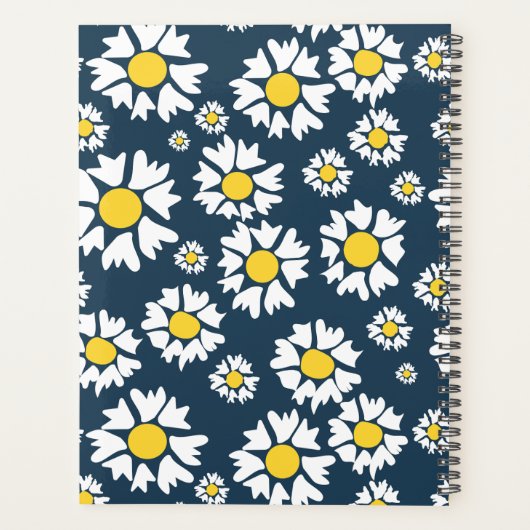 Daisy Pattern, Witte Daisies, Jouw naam Planner (Achterkant)