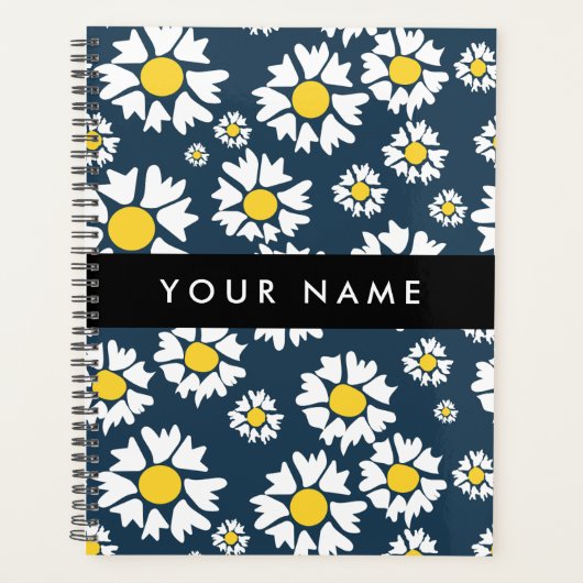 Daisy Pattern, Witte Daisies, Jouw naam Planner (Voorkant)