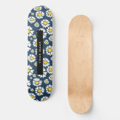 Daisy Pattern, Witte Daisies, Jouw naam Skateboard (Voorkant)