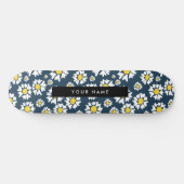 Daisy Pattern, Witte Daisies, Jouw naam Skateboard (Horizontaal)