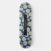 Daisy Pattern, Witte Daisies, Jouw naam Skateboard (Voorkant)