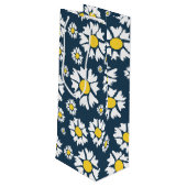 Daisy Pattern, Witte Daisies, Jouw naam Wijn Cadeautas (Achterkant Gekanteld)