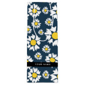 Daisy Pattern, Witte Daisies, Jouw naam Wijn Cadeautas (Voorkant)