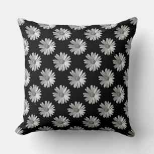 Daisy Pattern - Zwart-wit Kussen