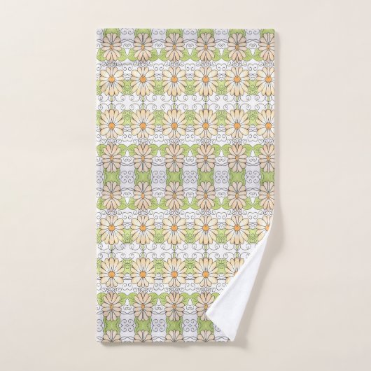 Daisy Patterned Badhanddoek Set Bad Handdoek (Handdoek)