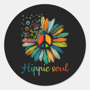 Daisy Peace Sign Hippie Soul Flower Lovers Gifts Ronde Sticker