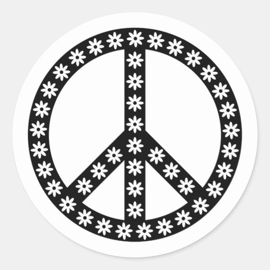 Daisy Peace Symbol Ronde Sticker (Voorkant)