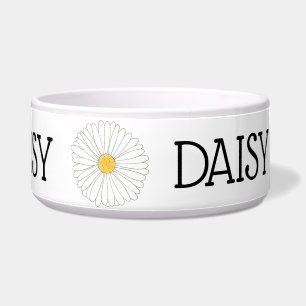 Daisy Personalized Dog White Yellow Daisies Flower Voerbakje