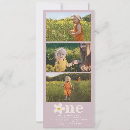 Daisy Photo Anniversaire Invitation (Devant)