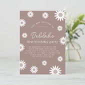 Daisy Photo Birthday Invitation Kaart (Staand voorkant)