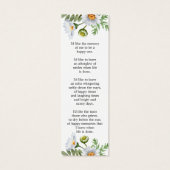 Daisy Photo Funeral Memorial Bookmark Mini Visitekaartjes (Achterkant)