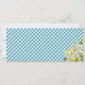 Daisy Picnic Blue Gingham Check Baby shower Kaart (Achterkant)