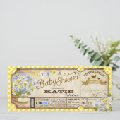 Daisy Picnic Yellow Gingham Check Baby shower Kaart (Staand voorkant)