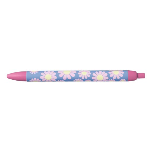 Daisy Pink Blue Zwarte Inkt Pen (Voorkant)