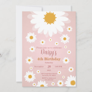 Daisy Pink Elke Leeftijd Verjaardag Uitnodiging
