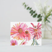 Daisy Pink Flower Briefkaart (Staand voorkant)