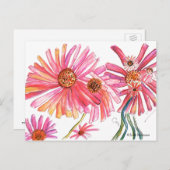 Daisy Pink Flower Briefkaart (Voorkant / Achterkant)