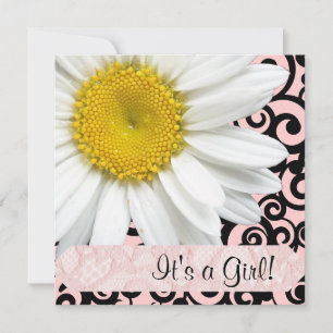 Daisy Pink Girl Baby shower Kaart