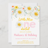 Daisy Pink Gold Wild One First Birthday Invitation (Devant)