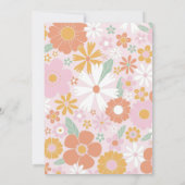 Daisy Pink Retro Peace Love Baby shower Invitation (Dos)