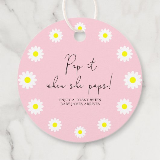 Daisy - Pop het als ze baby shower pop Bedankjes Labels (Achterkant)