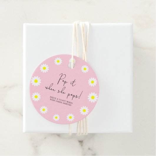 Daisy - Pop het als ze baby shower pop Bedankjes Labels (In situ)