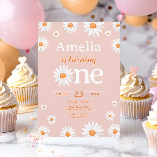 Daisy Première Invitation d'anniversaire, Boho Ros